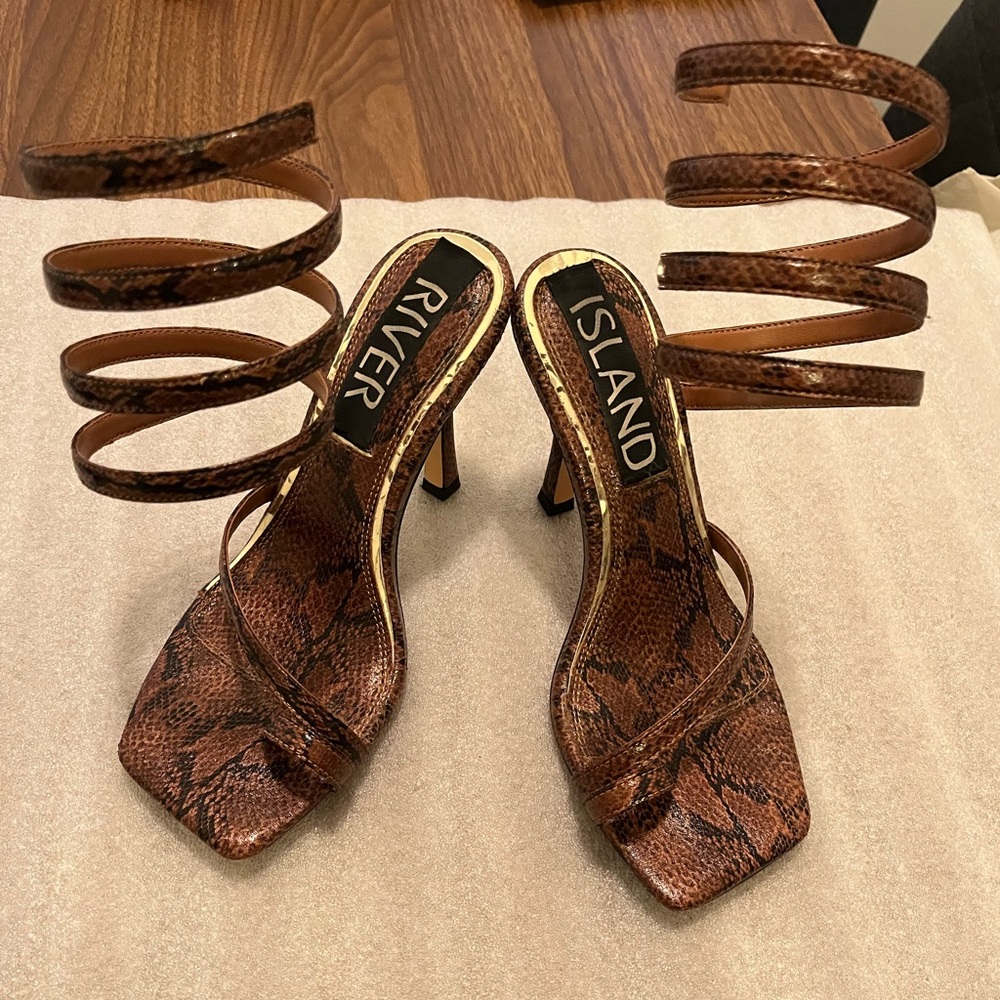 River Island Snakeskin wrap sandals